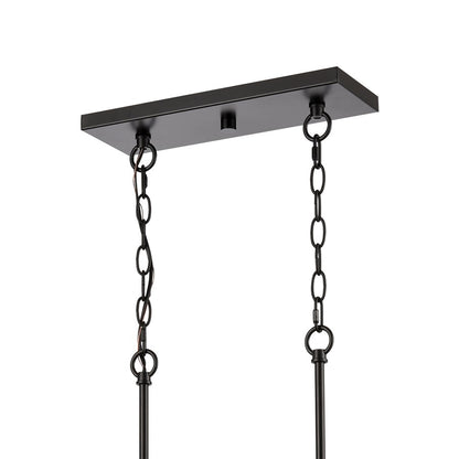 Atlas Lighting Oakland 32in 8-Light Linear Chandelier | Modern Black and Clear Glass | Kitchen Island & Dining Room | Model CL11028-BK
