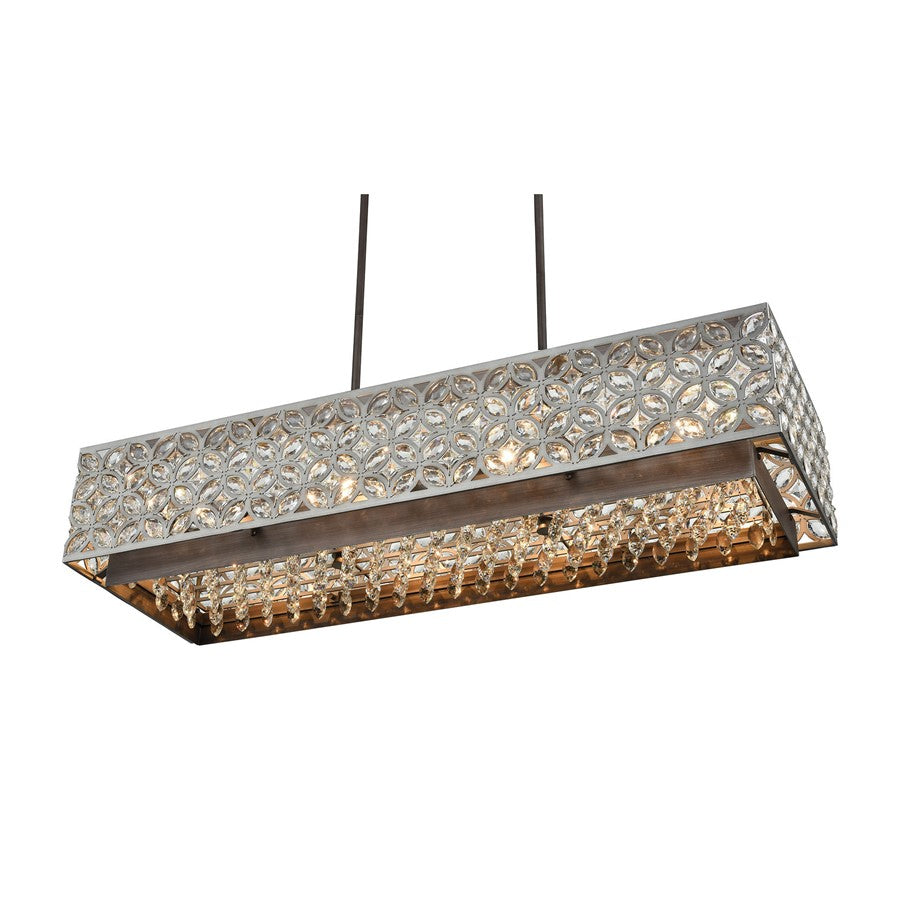 Atlas Lighting Rosslyn 40in 8-Light Chandelier | Traditional Weathered Zinc and Silver Crystal | Dining Room & Living Room | Model CL11031-SV