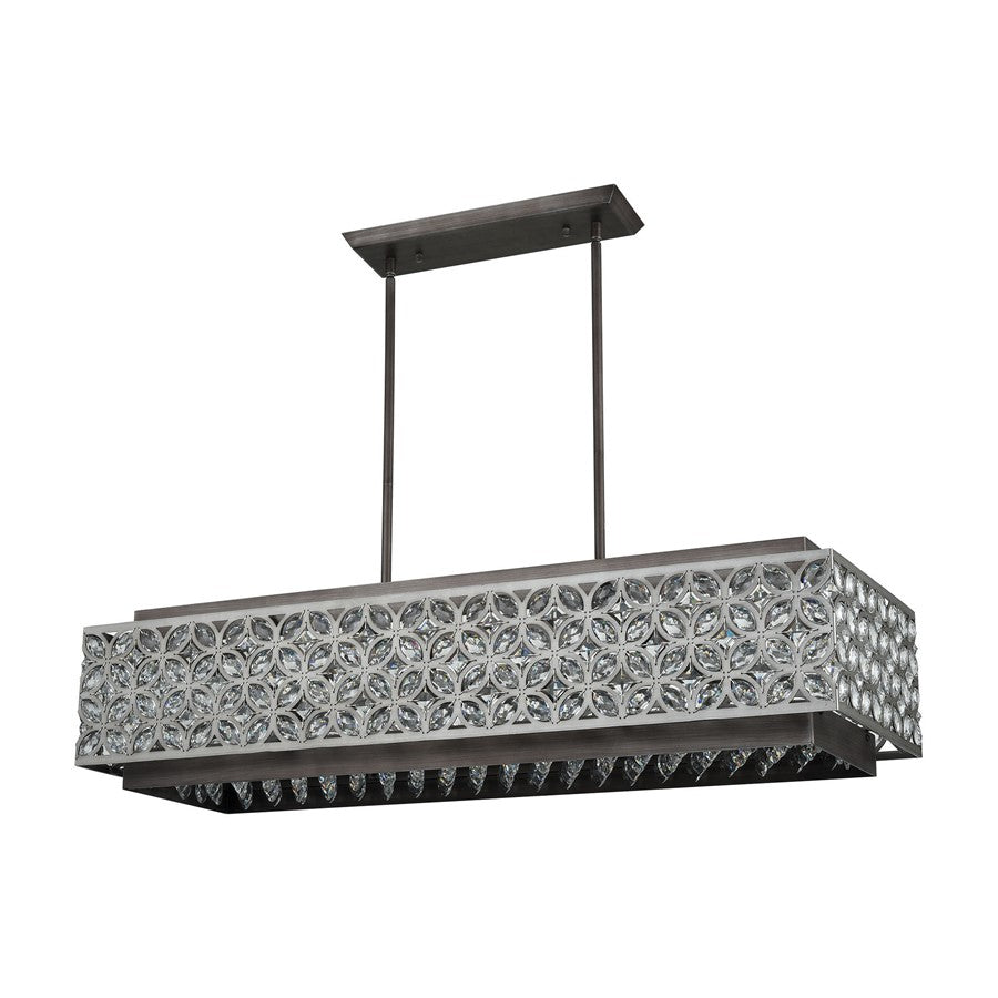 Atlas Lighting Rosslyn 40in 8-Light Chandelier | Traditional Weathered Zinc and Silver Crystal | Dining Room & Living Room | Model CL11031-SV