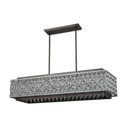 Atlas Lighting Rosslyn 40in 8-Light Chandelier | Traditional Weathered Zinc and Silver Crystal | Dining Room & Living Room | Model CL11031-SV