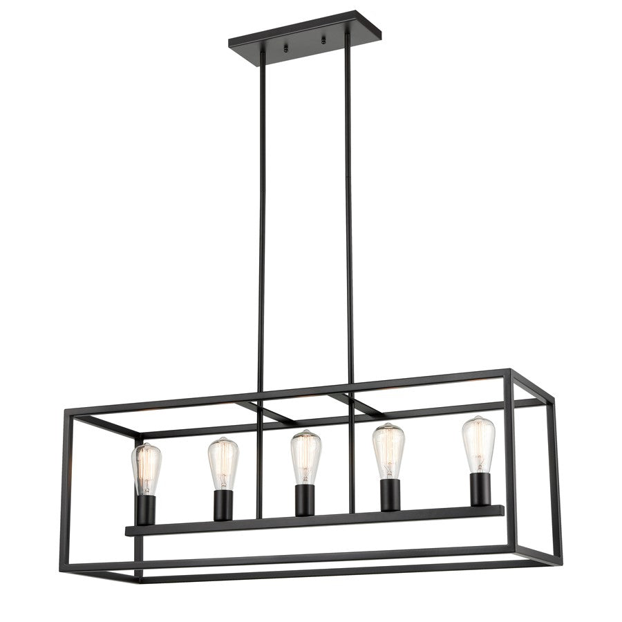 Atlas Lighting Williamsport 37in 5-Light Linear Chandelier | Transitional Oil Rubbed Bronze | Kitchen Island & Dining Room | Model CL11039-BZ