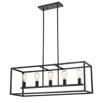 Atlas Lighting Williamsport 37in 5-Light Linear Chandelier | Transitional Oil Rubbed Bronze | Kitchen Island & Dining Room | Model CL11039-BZ