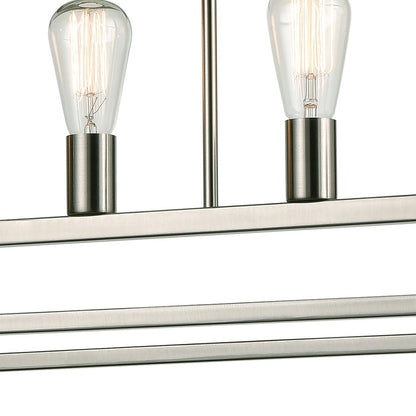 Atlas Lighting Williamsport 37in 5-Light Linear Chandelier | Transitional Brushed Nickel | Kitchen Island & Dining Room | Model CL11039-NK
