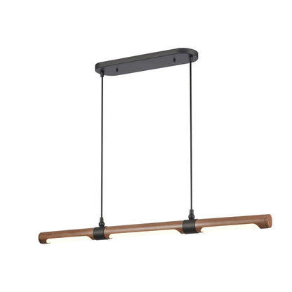 Atlas Lighting Wyatt 40in LED Linear Chandelier | Modern Matte Black and Walnut | Kitchen Island & Dining Room | 40 x 4 x 3 in | Model CL11040-BK