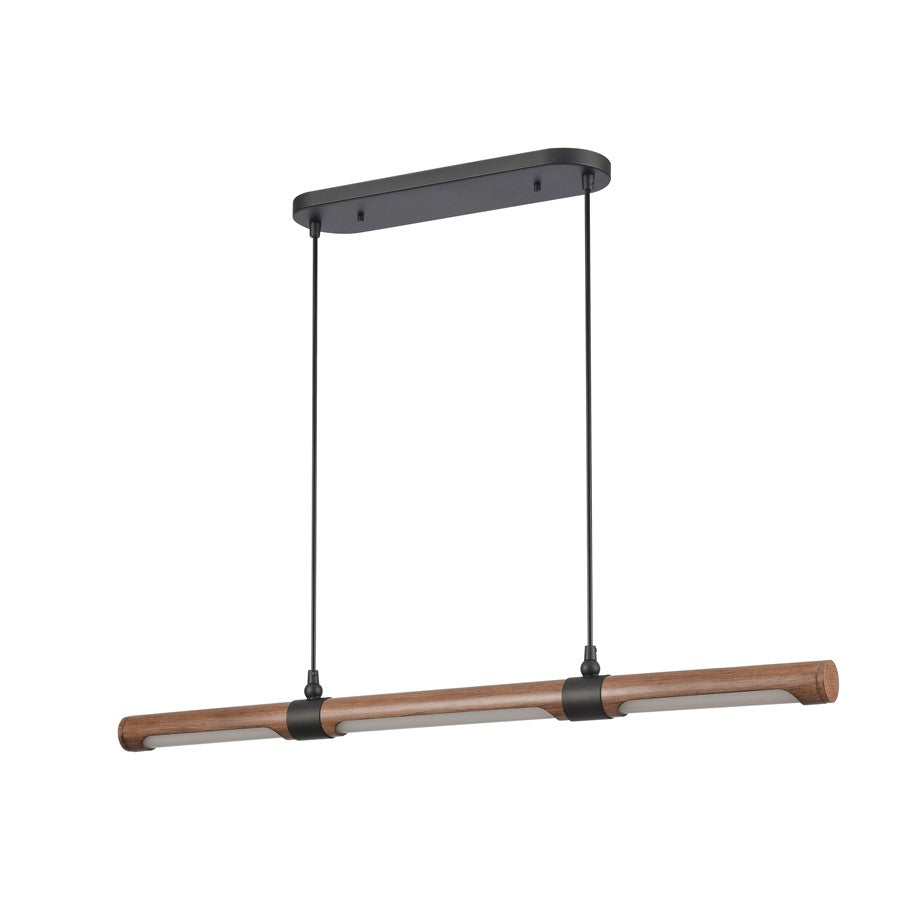 Atlas Lighting Wyatt 40in LED Linear Chandelier | Modern Matte Black and Walnut | Kitchen Island & Dining Room | 40 x 4 x 3 in | Model CL11040-BK