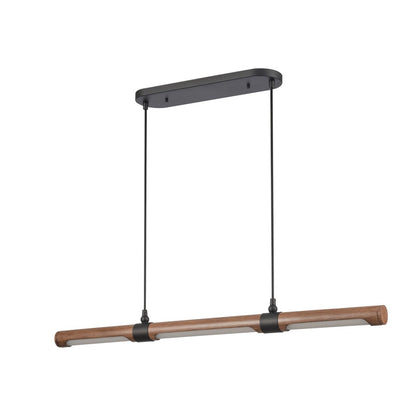 Atlas Lighting Wyatt 40in LED Linear Chandelier | Modern Matte Black and Walnut | Kitchen Island & Dining Room | 40 x 4 x 3 in | Model CL11040-BK