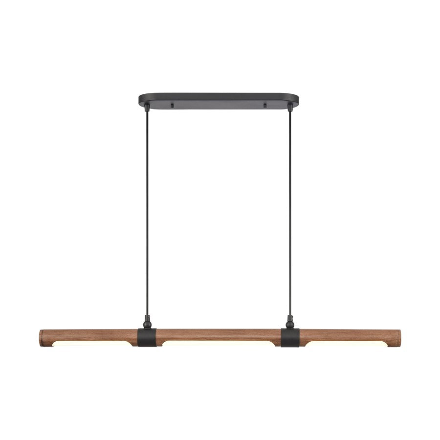 Atlas Lighting Wyatt 40in LED Linear Chandelier | Modern Matte Black and Walnut | Kitchen Island & Dining Room | 40 x 4 x 3 in | Model CL11040-BK