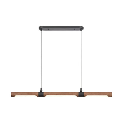 Atlas Lighting Wyatt 40in LED Linear Chandelier | Modern Matte Black and Walnut | Kitchen Island & Dining Room | 40 x 4 x 3 in | Model CL11040-BK