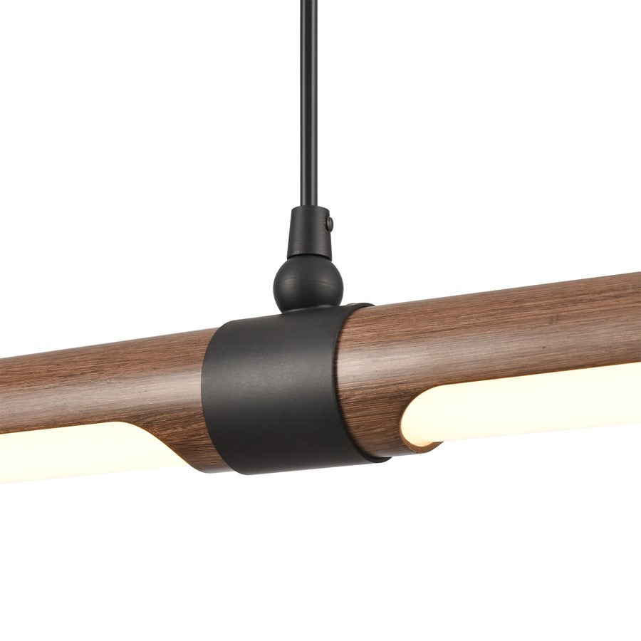 Atlas Lighting Wyatt 40in LED Linear Chandelier | Modern Matte Black and Walnut | Kitchen Island & Dining Room | 40 x 4 x 3 in | Model CL11040-BK