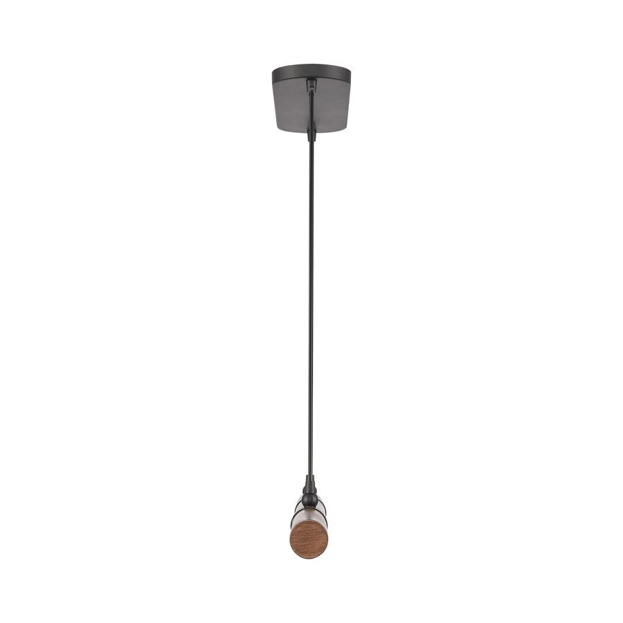 Atlas Lighting Wyatt 40in LED Linear Chandelier | Modern Matte Black and Walnut | Kitchen Island & Dining Room | 40 x 4 x 3 in | Model CL11040-BK