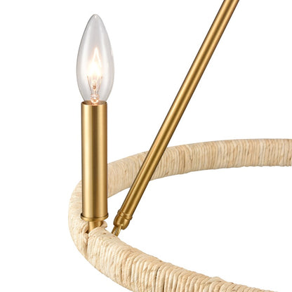 Atlas Lighting Abaca 20in 3-Light Chandelier | Transitional Brushed Gold and Natural Rope | Dining Room & Living Room | Model CL11043-BS