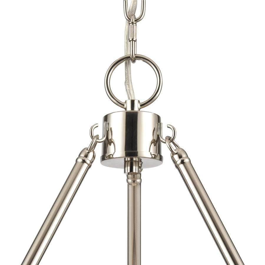 Atlas Lighting Abaca 20in 3-Light Chandelier | Transitional Polished Nickel and Gray Rope | Dining Room & Living Room | Model CL11043-NK
