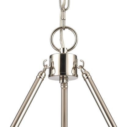 Atlas Lighting Abaca 20in 3-Light Chandelier | Transitional Polished Nickel and Gray Rope | Dining Room & Living Room | Model CL11043-NK