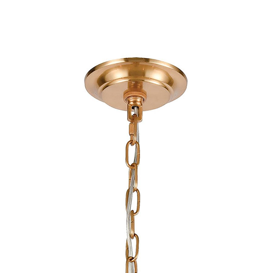 Atlas Lighting Abaca 27in 6-Light Chandelier | Transitional Satin Brass and Natural Abaca Rope | Dining Room & Living Room | Model CL11046-BS