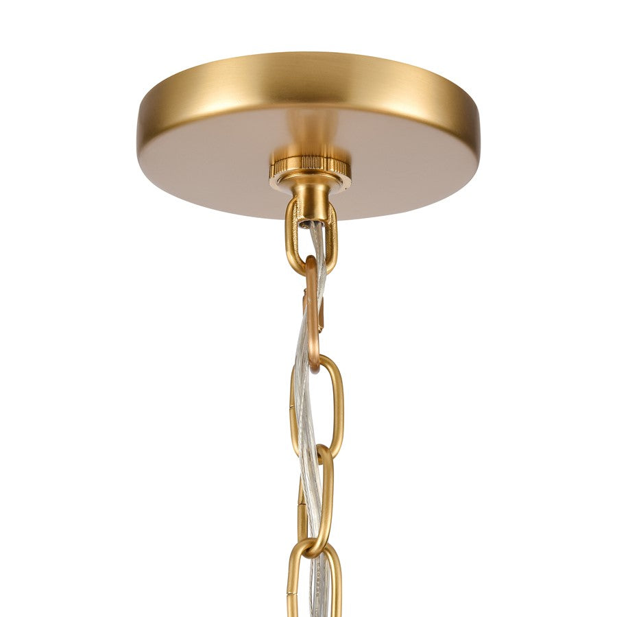 Atlas Lighting Abaca 32in 6-Light Chandelier | Transitional Satin Brass and Natural Abaca Rope | Dining Room & Living Room | Model CL11047-BS