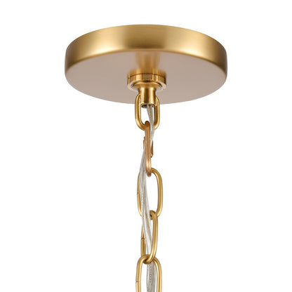 Atlas Lighting Abaca 32in 6-Light Chandelier | Transitional Satin Brass and Natural Abaca Rope | Dining Room & Living Room | Model CL11047-BS