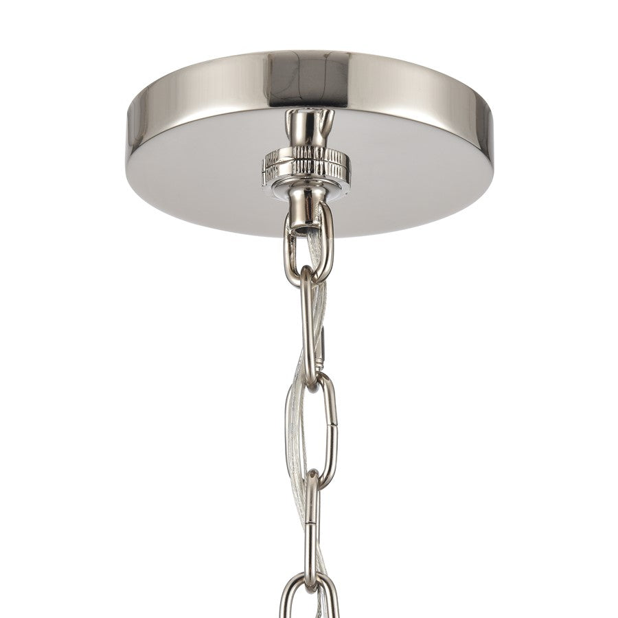 Atlas Lighting Abaca 32in 6-Light Chandelier | Transitional Polished Nickel and Natural Abaca Rope | Dining Room & Living Room | Model CL11047-NK