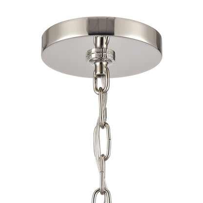 Atlas Lighting Abaca 32in 6-Light Chandelier | Transitional Polished Nickel and Natural Abaca Rope | Dining Room & Living Room | Model CL11047-NK