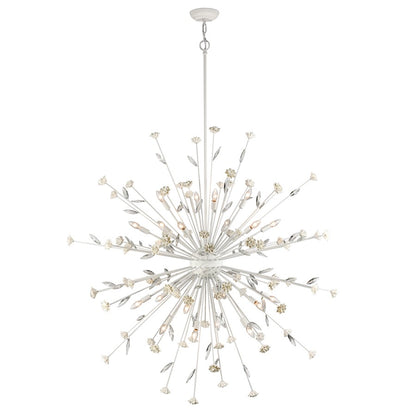 Atlas Lighting Adelaide 59in 20-Light Chandelier | Traditional Textured White and Cream Ceramic Roses | Dining Room & Living Room | Model CL11053-WH