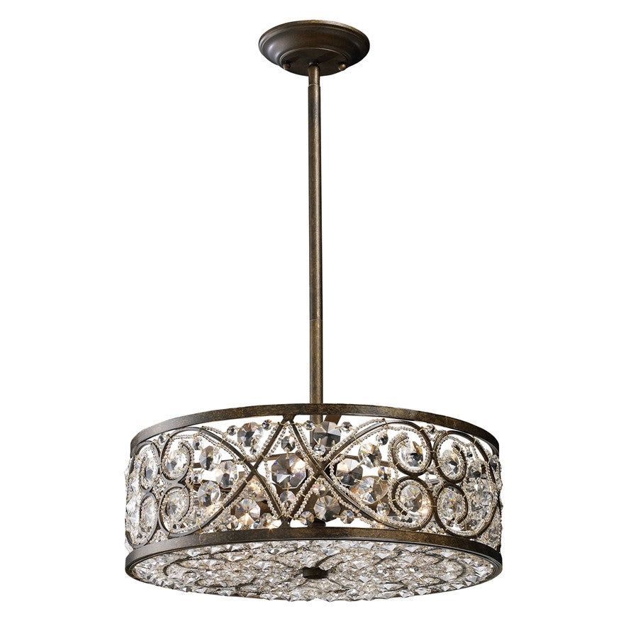 Atlas Lighting Amherst 17in 6-Light Chandelier | Traditional Antique Bronze and Clear Crystal | Dining Room & Foyer | Model CL11056-BZ