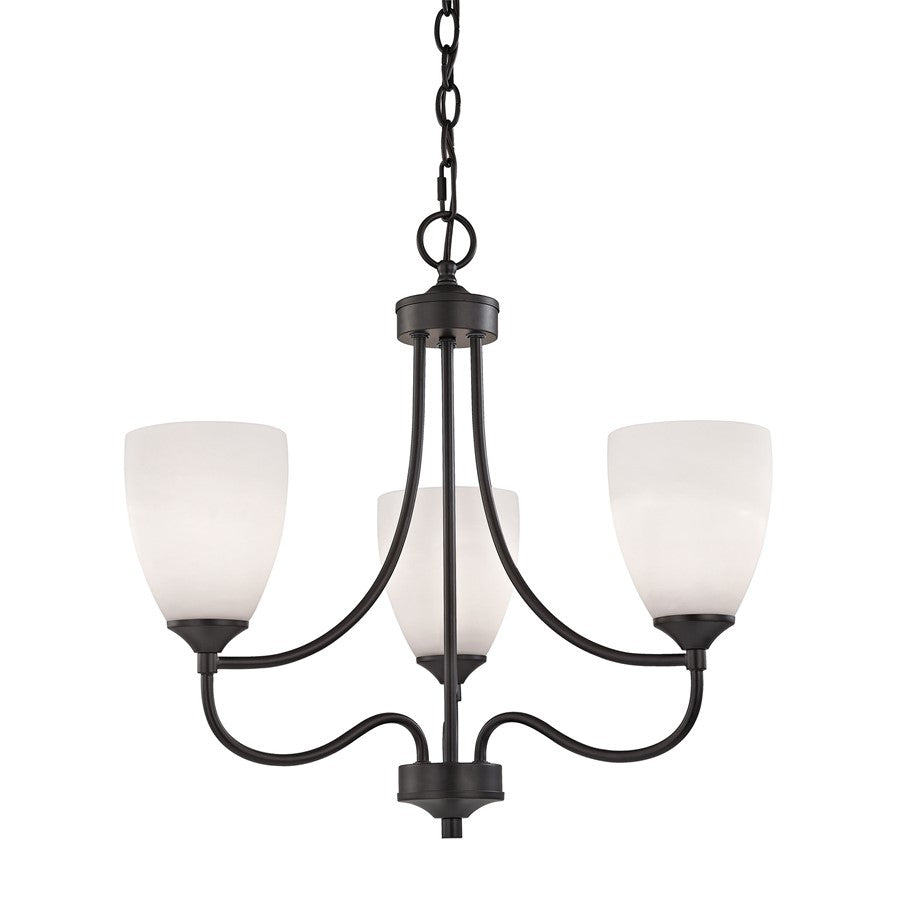 Atlas Lighting Arlington 22in 3-Light Chandelier | Transitional Oil Rubbed Bronze and White Glass | Dining Room & Kitchen Island | Model CL11061-BZ