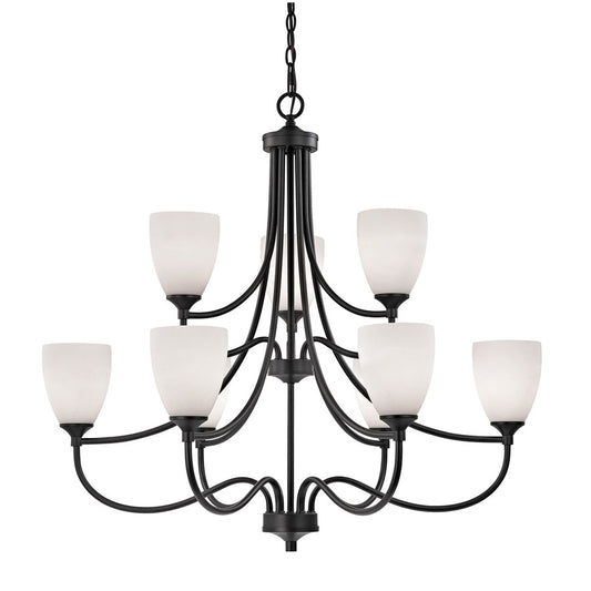 Atlas Lighting Arlington 36in 9-Light Chandelier | Transitional Oil Rubbed Bronze and White Glass | Dining Room & Great Room | Model CL11062-BZ