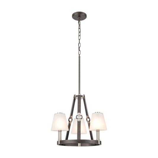 Atlas Lighting Armstrong Grove 18in 3-Light Chandelier | Transitional Charcoal and Satin Nickel with White Frosted Glass | Dining | Model CL11064-BK