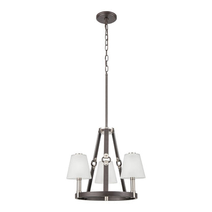 Atlas Lighting Armstrong Grove 18in 3-Light Chandelier | Transitional Charcoal and Satin Nickel with White Frosted Glass | Dining | Model CL11064-BK