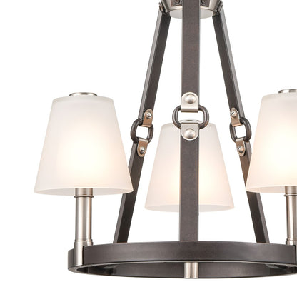 Atlas Lighting Armstrong Grove 18in 3-Light Chandelier | Transitional Charcoal and Satin Nickel with White Frosted Glass | Dining | Model CL11064-BK
