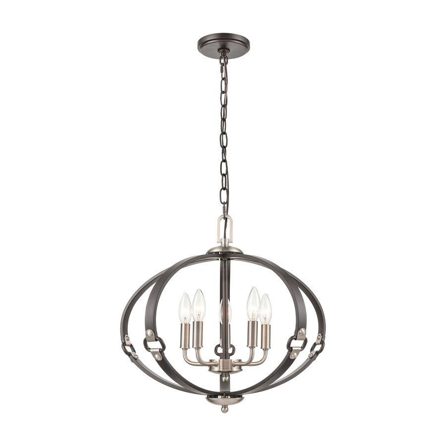 Atlas Lighting Armstrong Grove 20in 5-Light Chandelier | Transitional Charcoal and Satin Nickel | Dining Room & Kitchen Island | Model CL11065-BK
