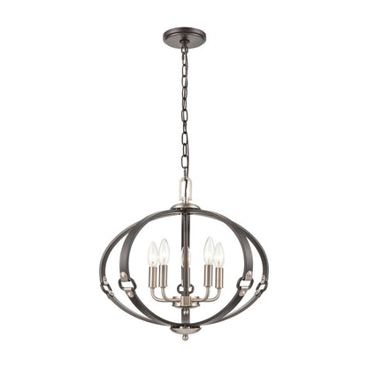 Atlas Lighting Armstrong Grove 20in 5-Light Chandelier | Transitional Charcoal and Satin Nickel | Dining Room & Kitchen Island | Model CL11065-BK