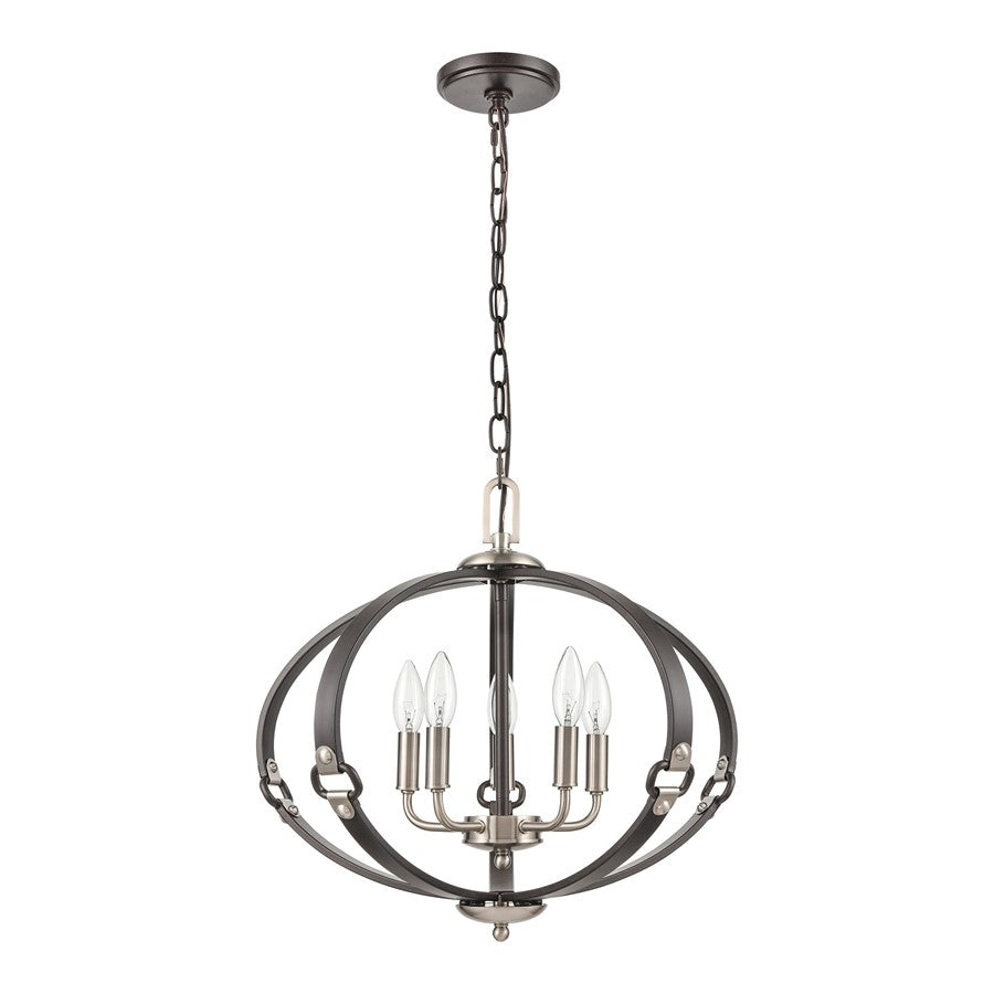 Atlas Lighting Armstrong Grove 20in 5-Light Chandelier | Transitional Charcoal and Satin Nickel | Dining Room & Kitchen Island | Model CL11065-BK
