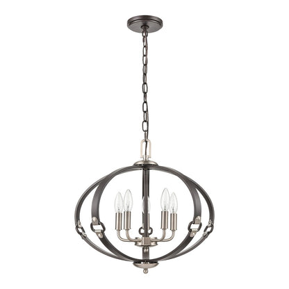 Atlas Lighting Armstrong Grove 20in 5-Light Chandelier | Transitional Charcoal and Satin Nickel | Dining Room & Kitchen Island | Model CL11065-BK