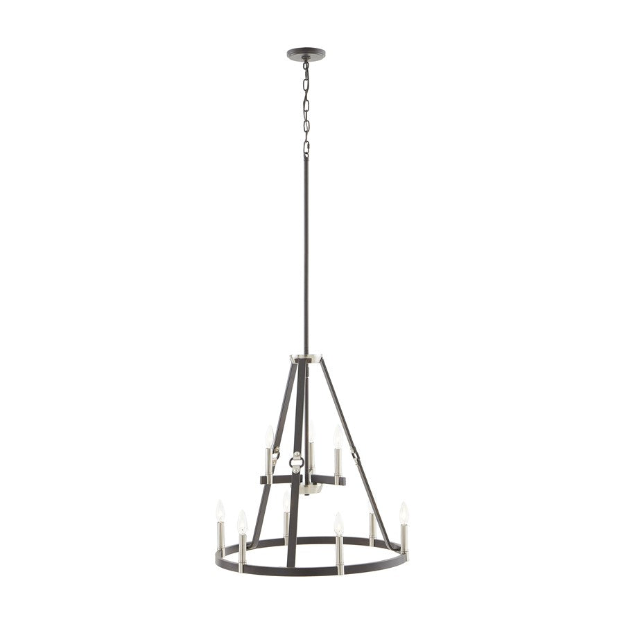 Atlas Lighting Armstrong Grove 25in 9-Light Chandelier | Transitional Charcoal and Satin Nickel | Dining Room & Kitchen Island | Model CL11067-BK