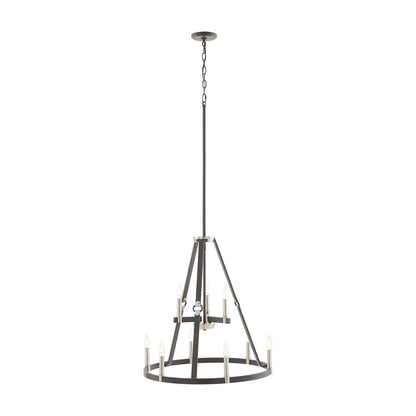 Atlas Lighting Armstrong Grove 25in 9-Light Chandelier | Transitional Charcoal and Satin Nickel | Dining Room & Kitchen Island | Model CL11067-BK