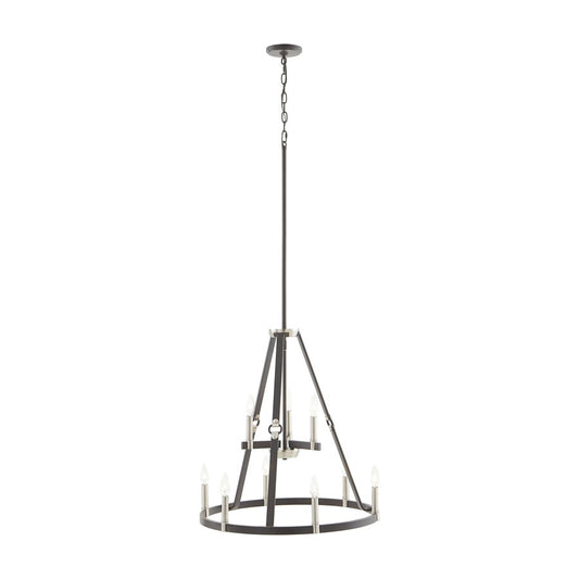 Atlas Lighting Armstrong Grove 25in 9-Light Chandelier | Transitional Charcoal and Satin Nickel | Dining Room & Kitchen Island | Model CL11067-BK