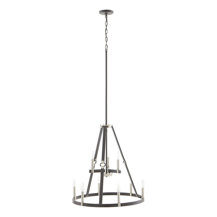 Atlas Lighting Armstrong Grove 25in 9-Light Chandelier | Transitional Charcoal and Satin Nickel | Dining Room & Kitchen Island | Model CL11067-BK