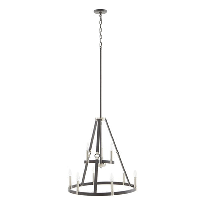 Atlas Lighting Armstrong Grove 25in 9-Light Chandelier | Transitional Charcoal and Satin Nickel | Dining Room & Kitchen Island | Model CL11067-BK