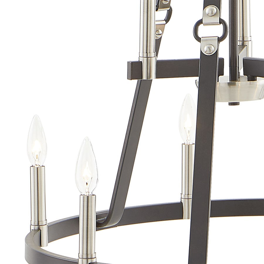 Atlas Lighting Armstrong Grove 25in 9-Light Chandelier | Transitional Charcoal and Satin Nickel | Dining Room & Kitchen Island | Model CL11067-BK