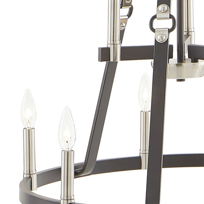 Atlas Lighting Armstrong Grove 25in 9-Light Chandelier | Transitional Charcoal and Satin Nickel | Dining Room & Kitchen Island | Model CL11067-BK