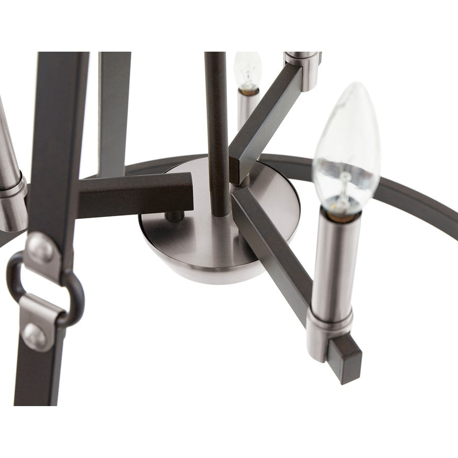 Atlas Lighting Armstrong Grove 25in 9-Light Chandelier | Transitional Charcoal and Satin Nickel | Dining Room & Kitchen Island | Model CL11067-BK