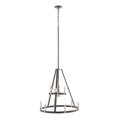Atlas Lighting Armstrong Grove 25in 9-Light Chandelier | Transitional Charcoal and Satin Nickel | Dining Room & Kitchen Island | Model CL11067-BK