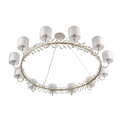 Atlas Lighting Asbury 62in 12-Light Chandelier | Traditional Aged Silver and Clear Glass Fabric Shade | Dining Room & Living Room | Model CL11069-SV
