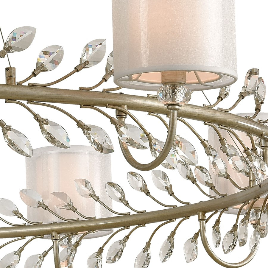 Atlas Lighting Asbury 62in 12-Light Chandelier | Traditional Aged Silver and Clear Glass Fabric Shade | Dining Room & Living Room | Model CL11069-SV