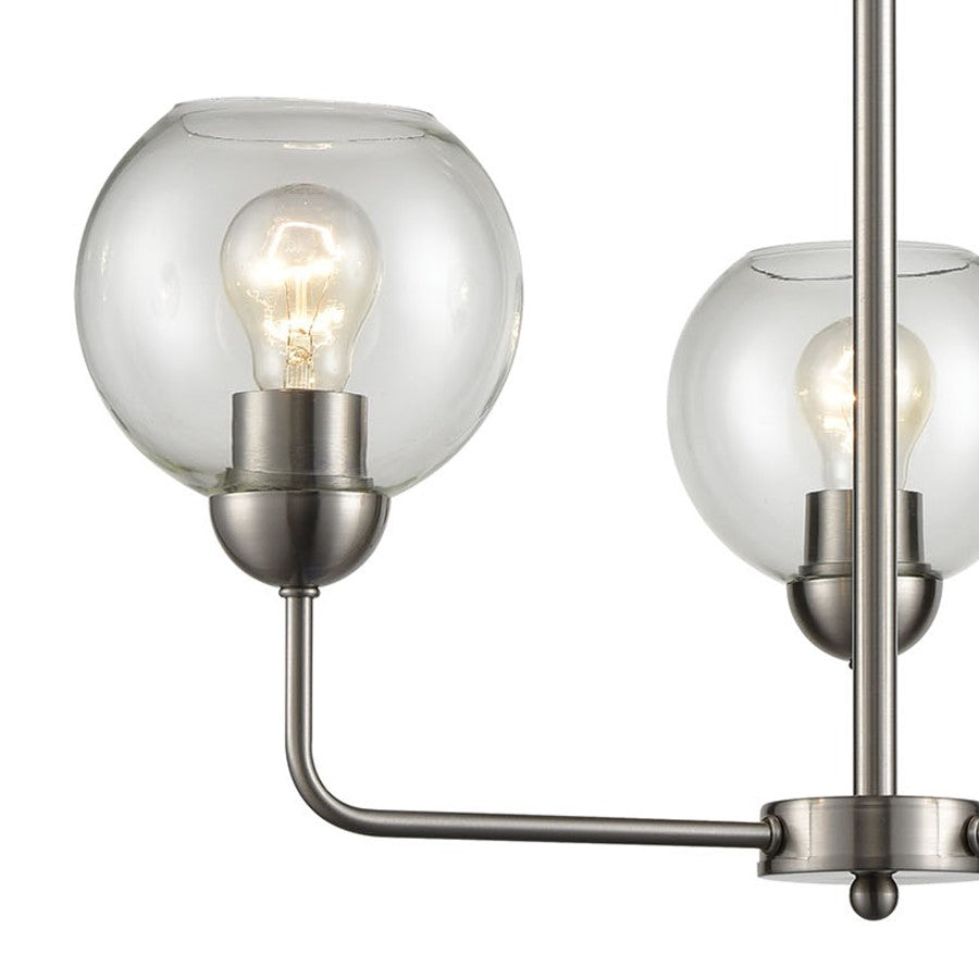 Atlas Lighting Astoria 23in 3-Light Chandelier | Transitional Brushed Nickel and Clear Glass | Dining Room & Kitchen Island | Model CL11070-NK