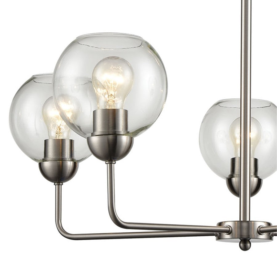 Atlas Lighting Astoria 28in 5-Light Chandelier | Transitional Brushed Nickel and Clear Glass | Dining Room & Living Room | Model CL11071-NK