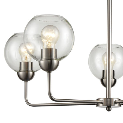 Atlas Lighting Astoria 28in 5-Light Chandelier | Transitional Brushed Nickel and Clear Glass | Dining Room & Living Room | Model CL11071-NK