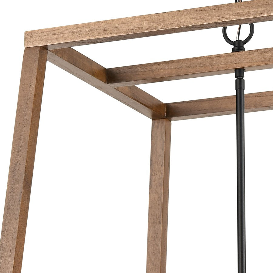 Atlas Lighting Barrow 26in 6-Light Chandelier | Transitional Matte Black and Birchwood | Dining Room & Living Room | Model CL11076-NA