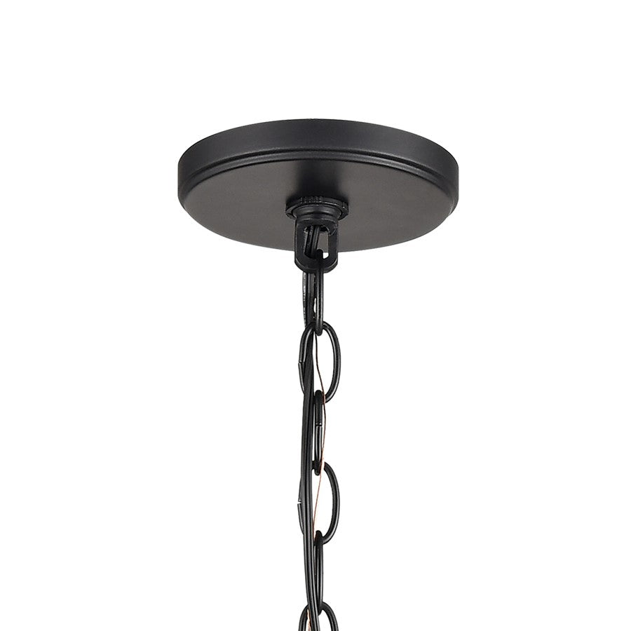 Atlas Lighting Barrow 22in 6-Light Chandelier | Transitional Matte Black and Birchwood | Dining Room & Kitchen Island | Model CL11077-NA