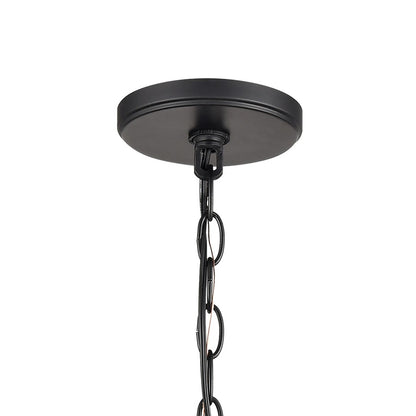 Atlas Lighting Barrow 22in 6-Light Chandelier | Transitional Matte Black and Birchwood | Dining Room & Kitchen Island | Model CL11077-NA